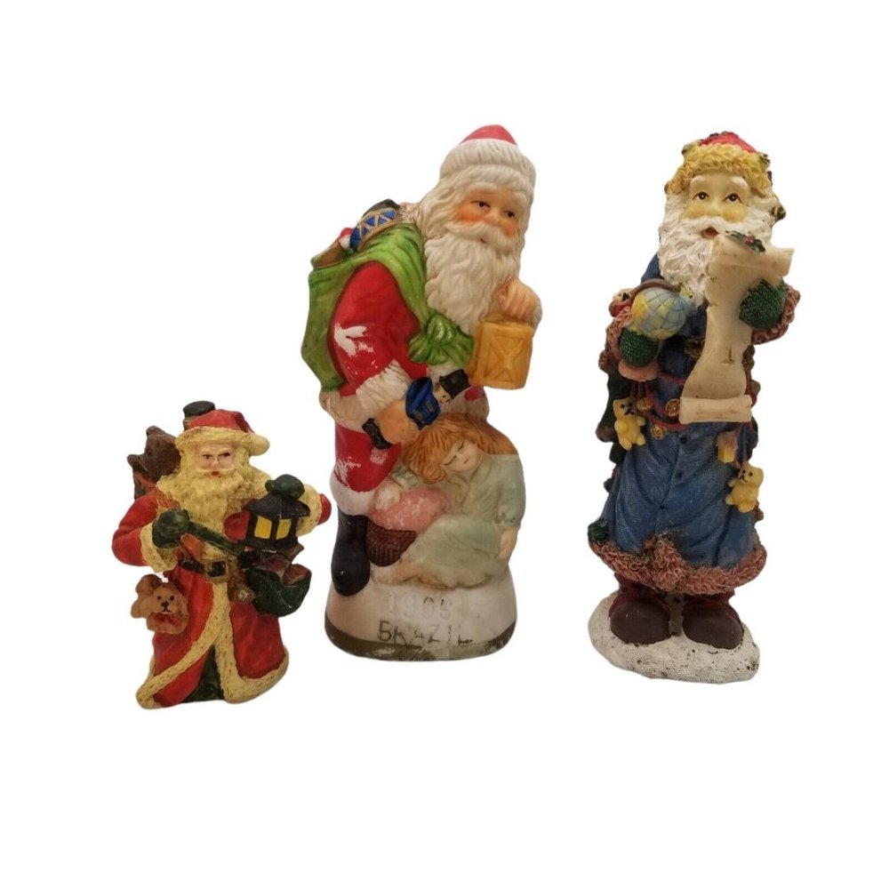Vintage Santa Claus Figurine Lot Christmas Holiday Decor Figures Resin St. Nick - Picture 8 of 8